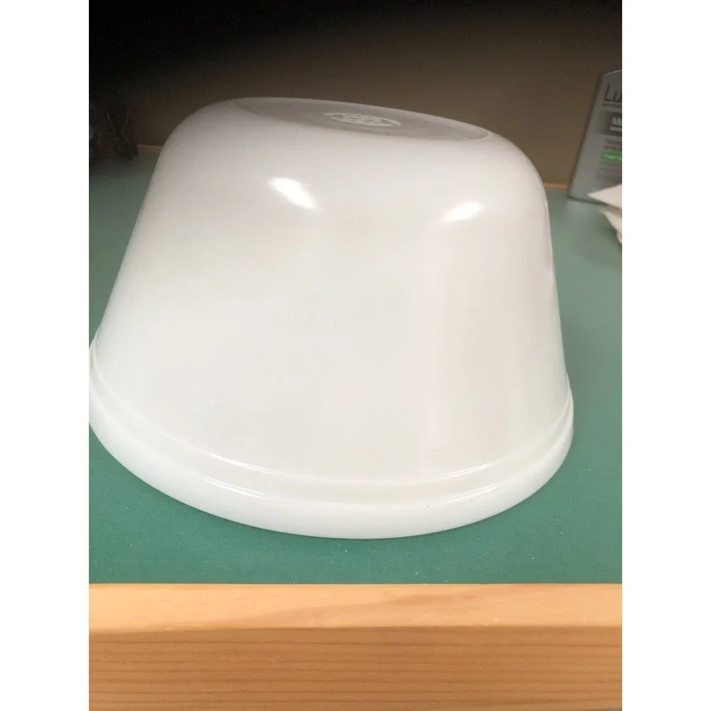 Vintage Federal White Milk Glass Oven Ware Double Band F Shield 9